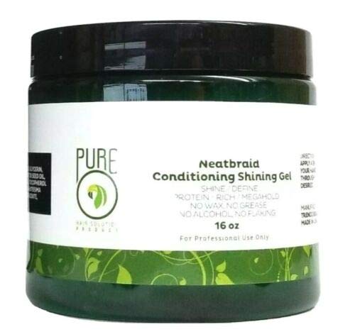 Pure O Natural Neatbraid Professional Conditioning Shining Gel, Protein-Rich Edge & Braid Styling Gel, No Wax, No Grease, No Flaking, 16 Oz