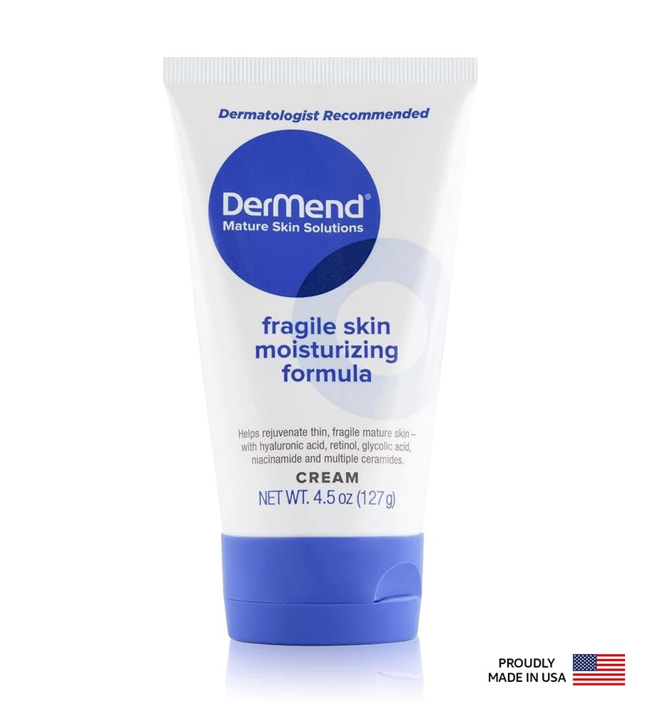 Dermend Fragile Skin Moisturizing Cream for Mature Skin, Anti-Wrinkle Daily Moisturizer with Ceramides for Face & Body, 4.5 Oz