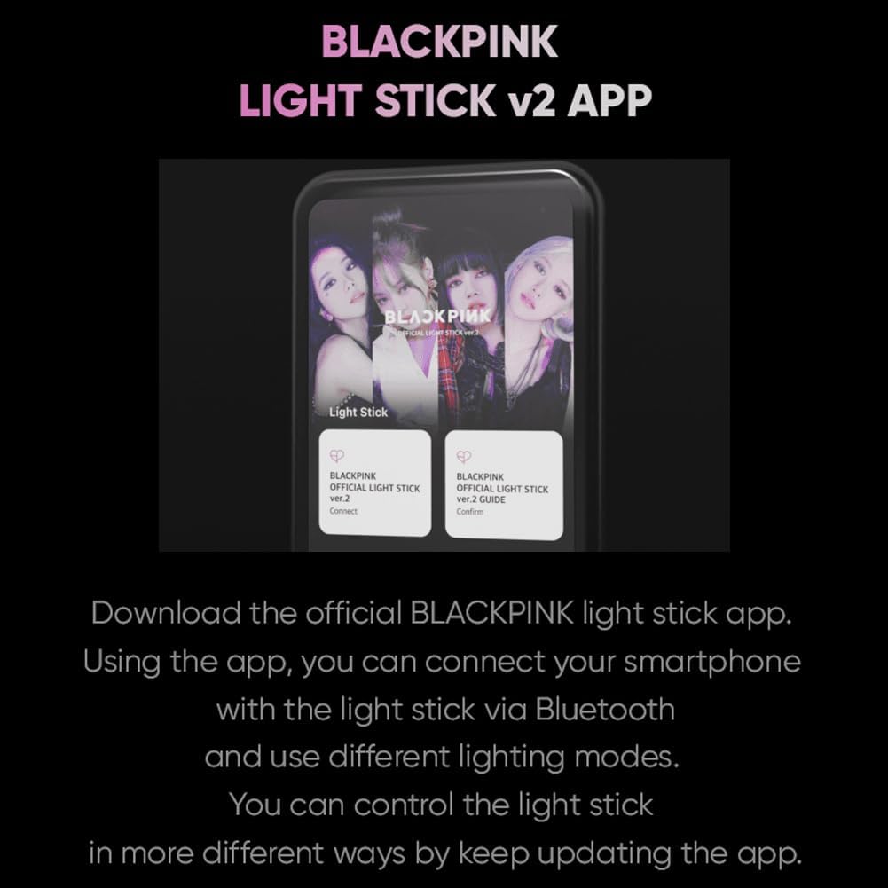 BLACKPINK Official Light Stick Ver.2 with Bluetooth App Control, Color-Changing LED K-Pop Concert Fan Merchandise