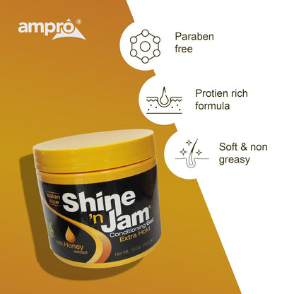 Shine 'n Jam Conditioning Gel Extra Hold for Braids & Twists, Frizz Control Styling Gel, Non-Flaking Formula, Alcohol-Free