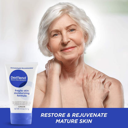 Dermend Fragile Skin Moisturizing Cream for Mature Skin, Anti-Wrinkle Daily Moisturizer with Ceramides for Face & Body, 4.5 Oz