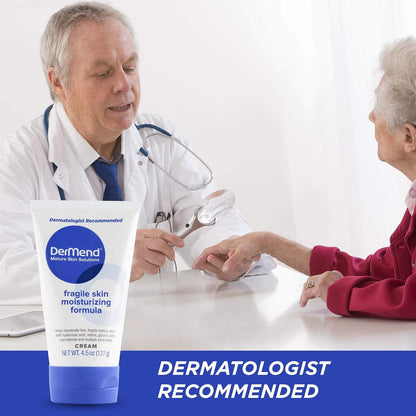 Dermend Fragile Skin Moisturizing Cream for Mature Skin, Anti-Wrinkle Daily Moisturizer with Ceramides for Face & Body, 4.5 Oz