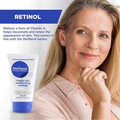 Dermend Fragile Skin Moisturizing Cream for Mature Skin, Anti-Wrinkle Daily Moisturizer with Ceramides for Face & Body, 4.5 Oz