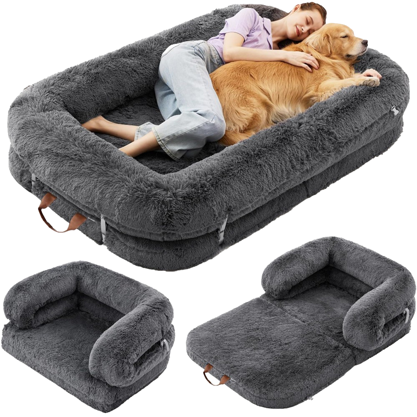 3-in-1 Folding Human Dog Bed with Orthopedic Foam
