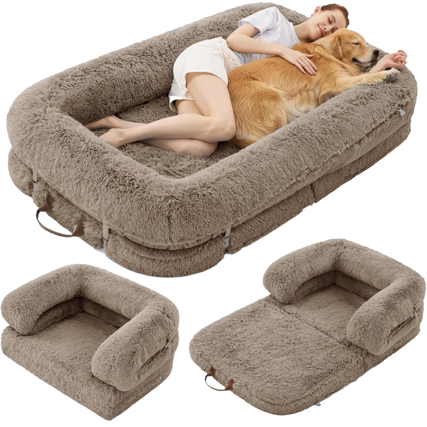 3-in-1 Folding Human Dog Bed with Orthopedic Foam