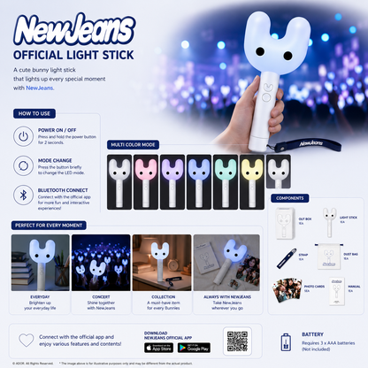 NEWJEANS Official Light Stick, K-Pop Fan Concert Light Stick with Carry Strap & Display Stand