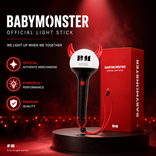 BABYMONSTER Official Light Stick with Random Selfie Photocard, K-Pop Fan Collectible Concert Light Stick