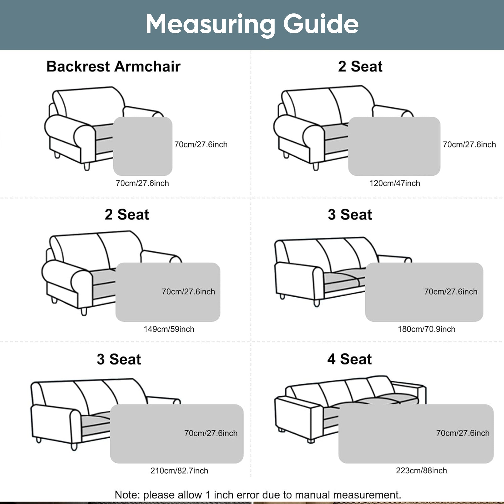 Size Guide for Couch Covers for Dogs Washable