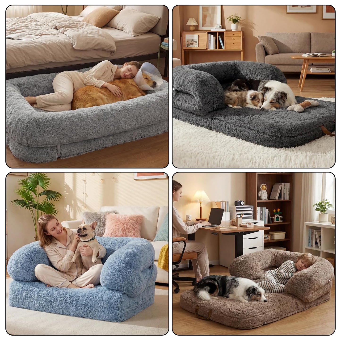 3-in-1 Folding Human Dog Bed with Orthopedic Foam