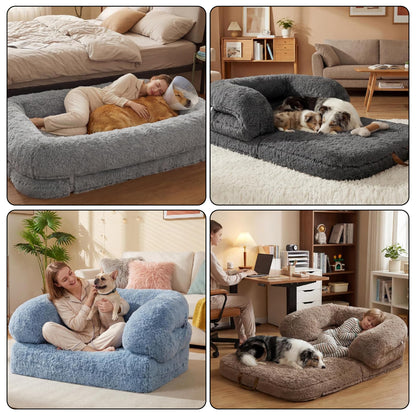 3-in-1 Folding Human Dog Bed with Orthopedic Foam