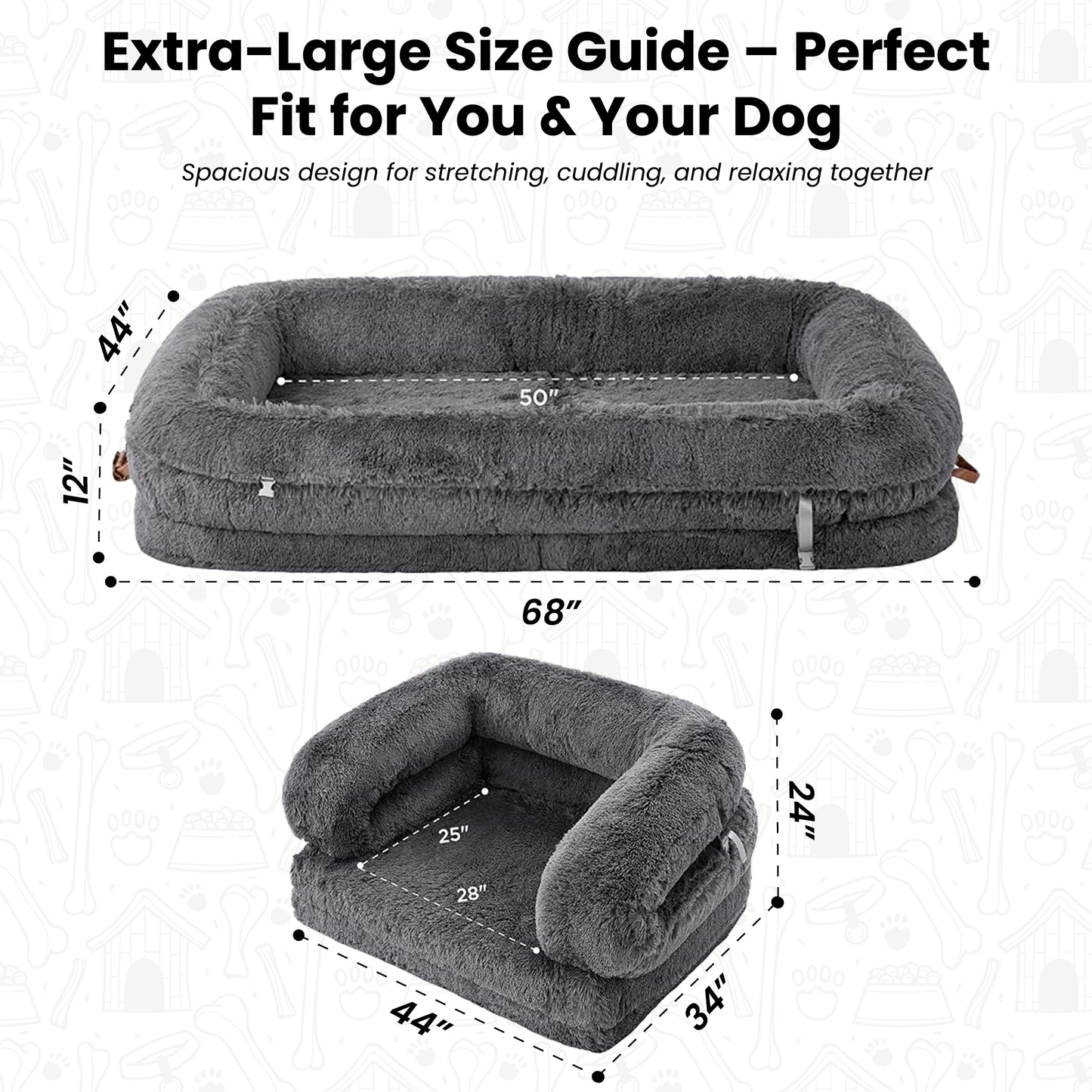 3-in-1 Folding Human Dog Bed with Orthopedic Foam