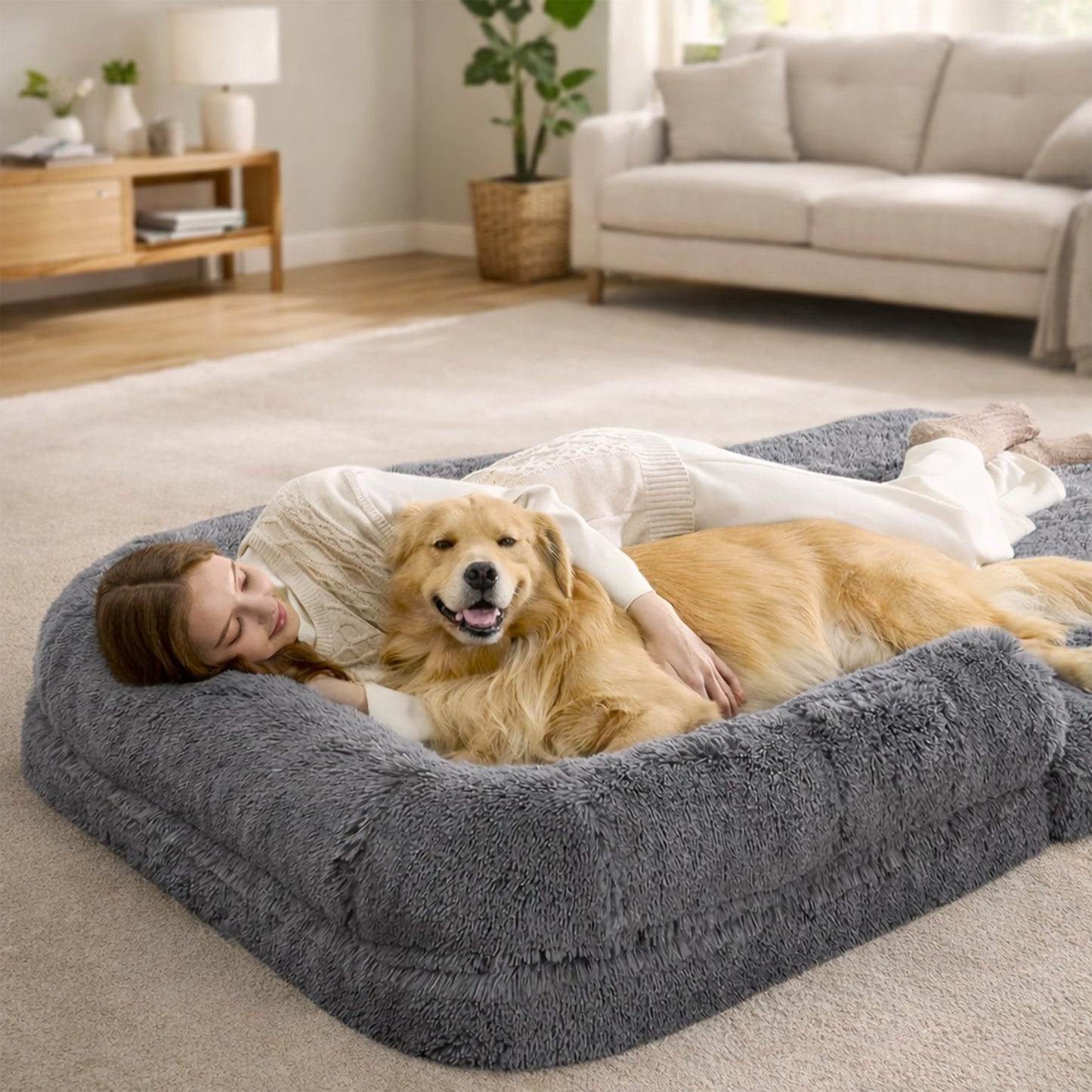 3-in-1 Folding Human Dog Bed with Orthopedic Foam