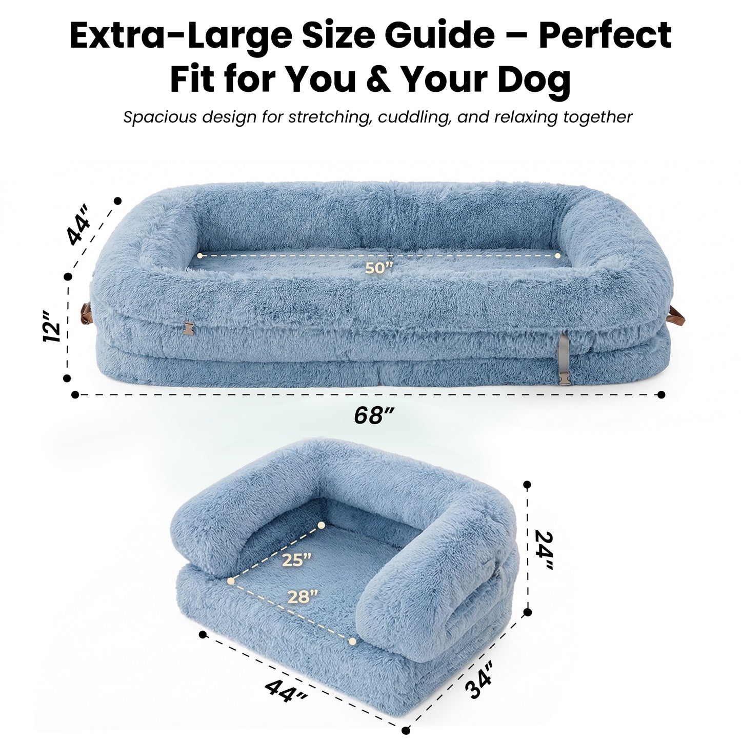 3-in-1 Folding Human Dog Bed with Orthopedic Foam