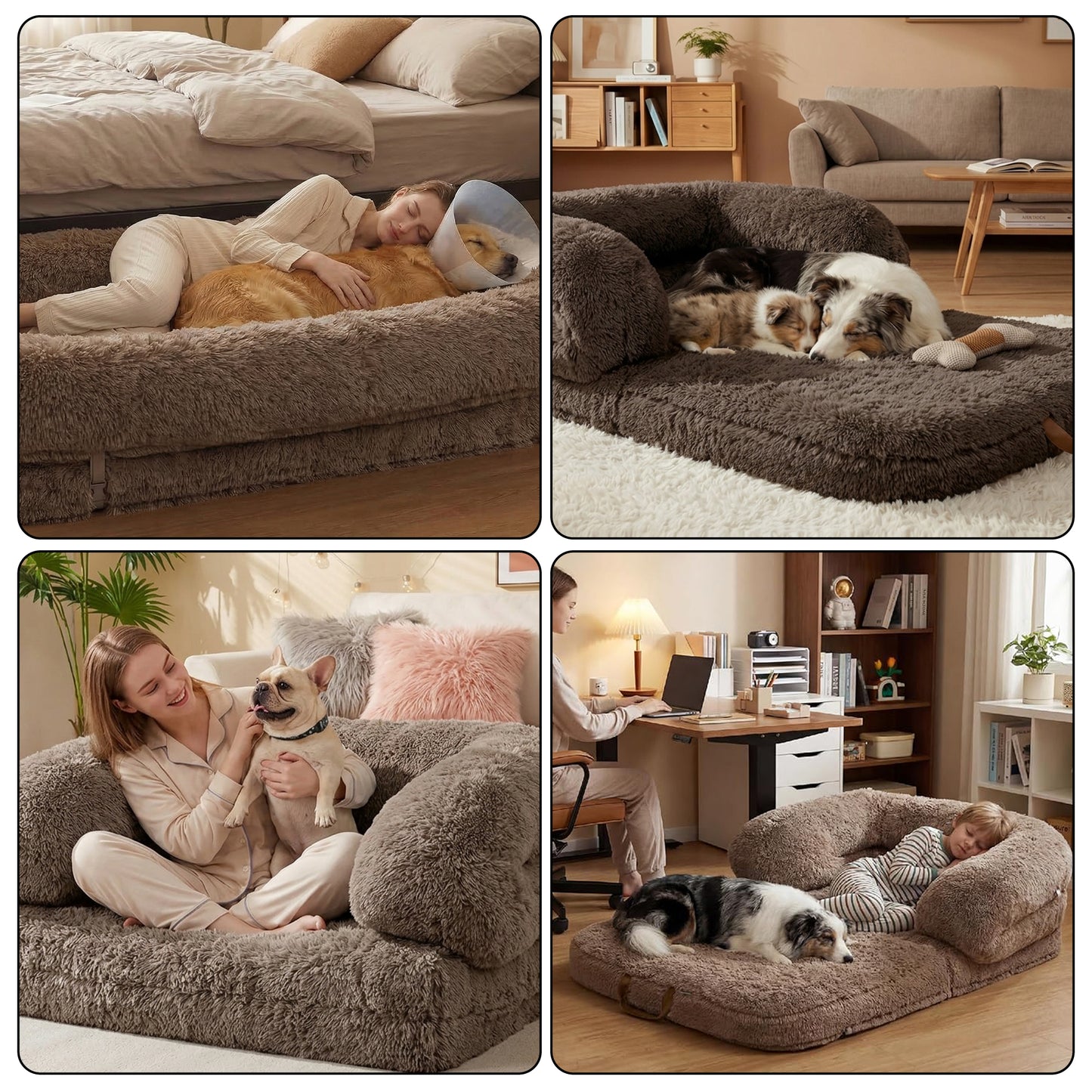 3-in-1 Folding Human Dog Bed with Orthopedic Foam