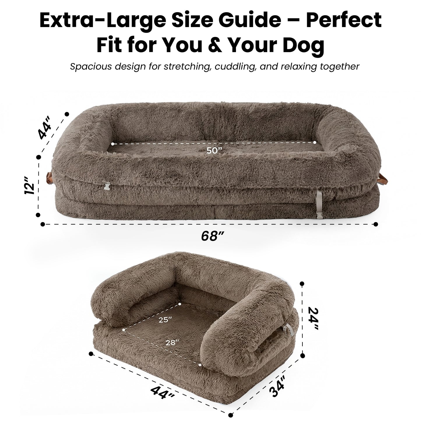 3-in-1 Folding Human Dog Bed with Orthopedic Foam
