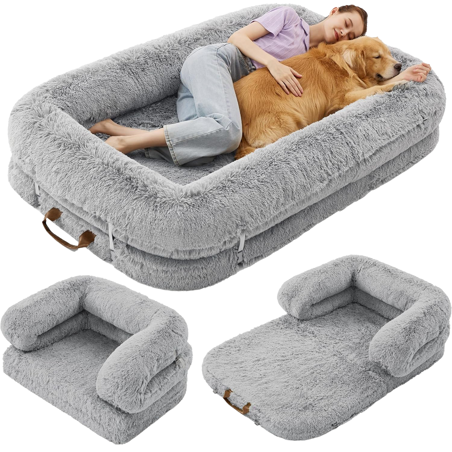 3-in-1 Folding Human Dog Bed with Orthopedic Foam