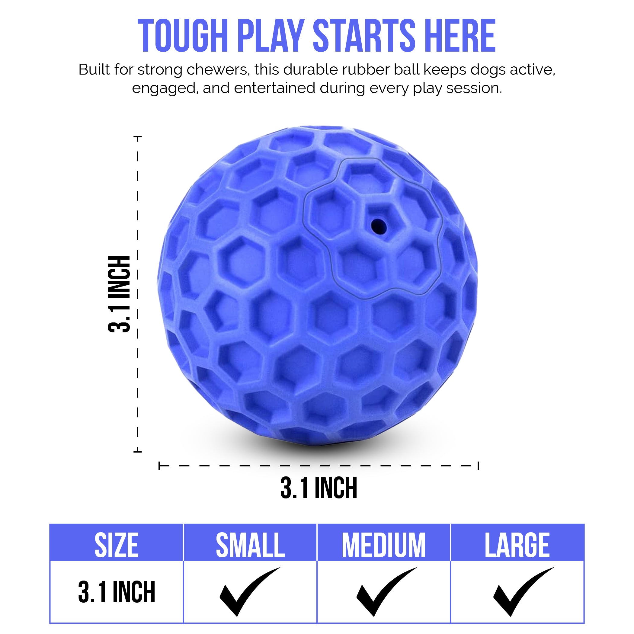 Size Guide for Indestructible Squeaky Dog Ball