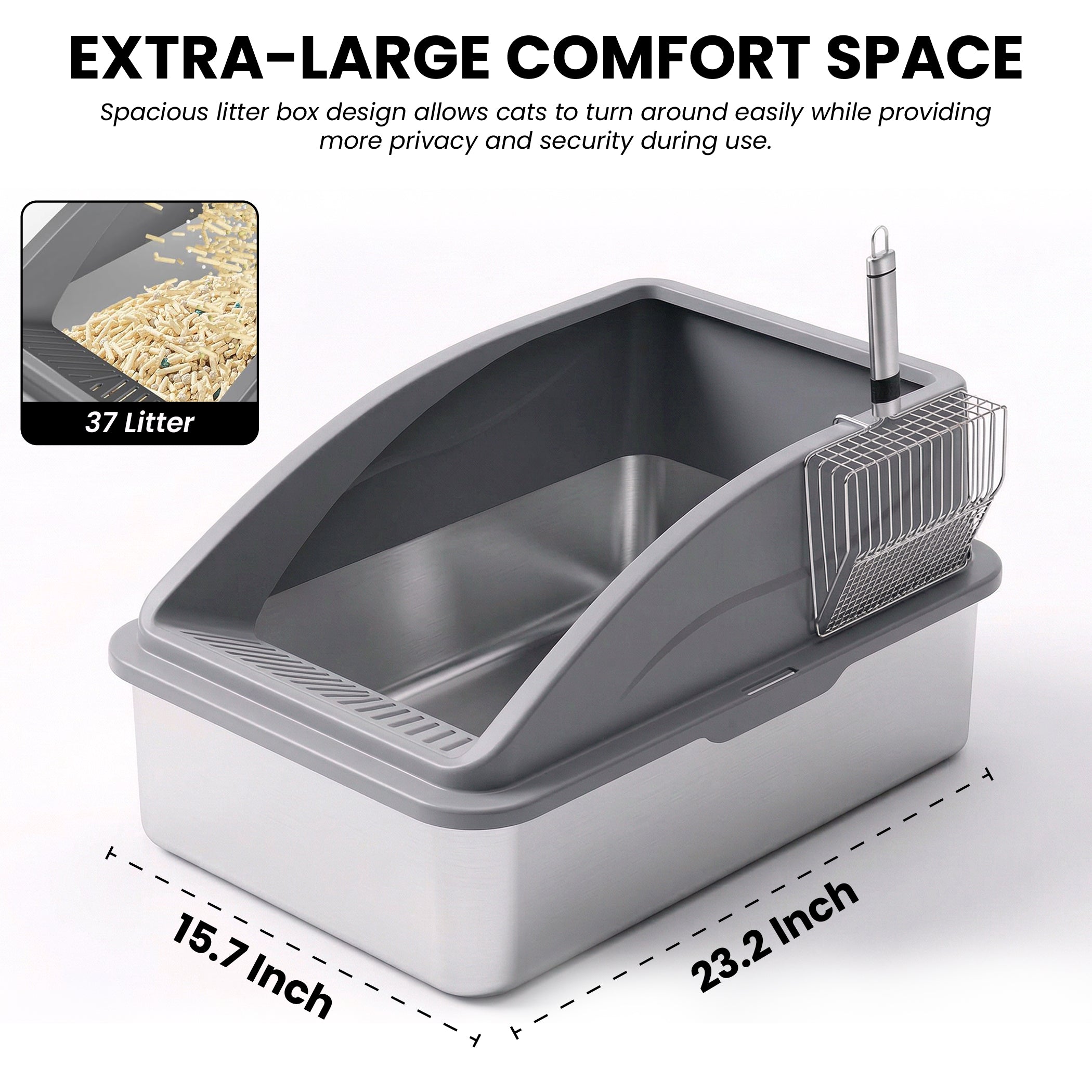 Size Guide for Extra Large Stainless Steel Litter Box